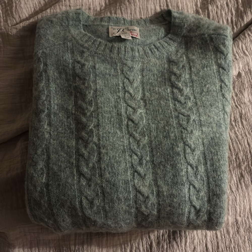 J. Crew wool Green Crewneck Sweater Textured Knit - Picture 7 of 8